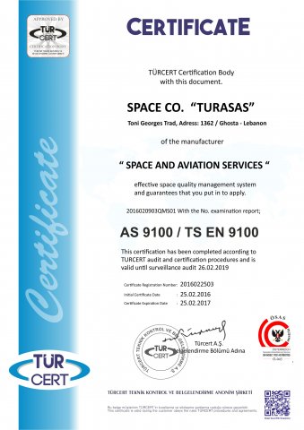 AS 9100 - Certificato TS EN 9100